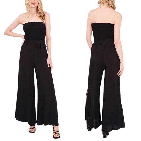 1. State Beach Strapless Wide Leg Jumpsuit Black XS New NWT - Picture 1 of 7